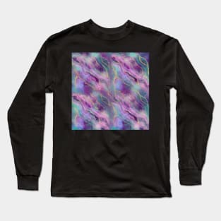 Violet Dreams Fluid Ink Abstract Painting Long Sleeve T-Shirt